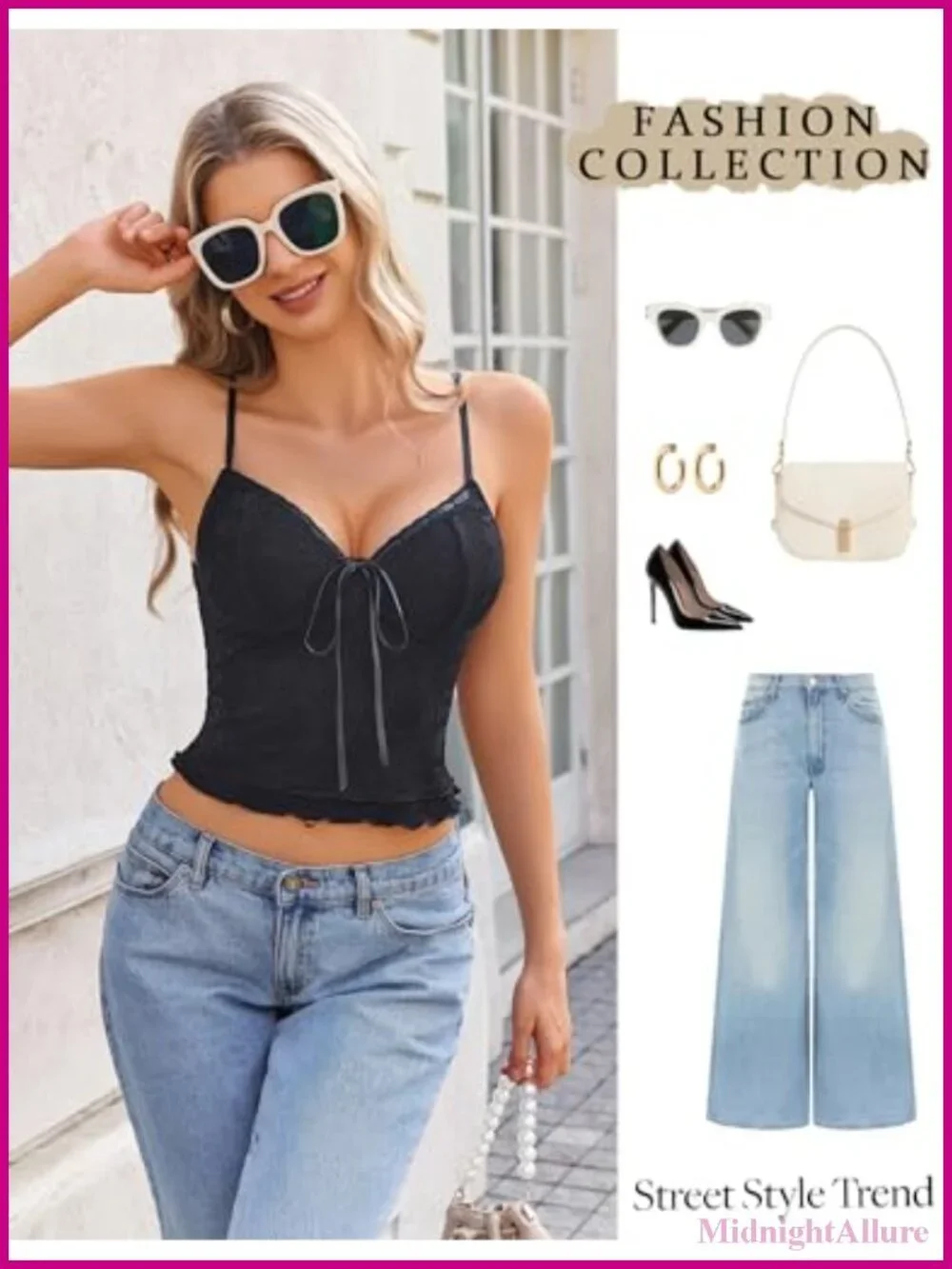 Lace Cami Spaghetti Strap Tank Top Sexy Going Out Women's Ruffle V-Neck
